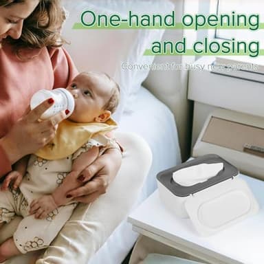 Flenpptly Baby Wipes Dispenser, Wipes Case Baby Wipe Holder Keeps Wipes Fresh, Non-Slip, Easy Open & Close (Gray) - Image 7