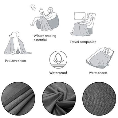 Ameritex Pet Bed Blanket Reversible 100% Waterproof Velvet Super Soft for Sofa and Bed (68x82 Inches, Light Grey+Grey) - Image 5