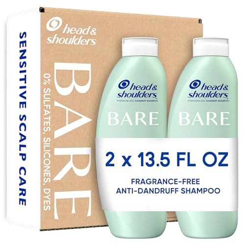 Head & Shoulders BARE Dandruff Shampoo Twin Pack, Fragrance-Free, Sensitive Scalp Care, Sulfate-Free, Silicone-Free, Dye-Free, Eco-Friendly Bottles, Safe for All Hair Types, 13.5 Fl Oz Each (Set of 2) - Image 1