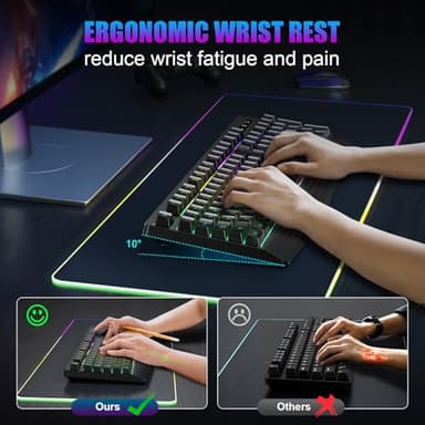 Wireless Gaming Keyboard, RGB & Single-Color Backlit, Full-Size Waterproof Computer Keyboard, Silent Keys, Wrist Rest, Sleep Mode, Rechargeable 2.4G Wireless Keyboardfor Windows, Mac, PC, Laptop - Image 5