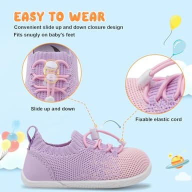 FEETCITY Baby First Walker Shoes Boys Girls Canvas Shoes Newborn Crib Shoes Anti-Slip Star Sneaker - Image 2