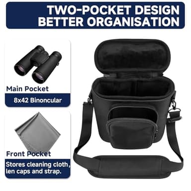 CaSZLUTION Travel Protective Case for NIKON Monarch M5 M7 8x42 Binocular, Durable Fabric Storage Bag with Shoulder Strap Compatible with Nikon PROSTAFF P3 8x42 10x42 Binocular, Black (Case Only) - Image 4
