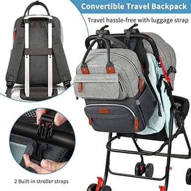 Diaper Bag Backpack, Baby Bag for Boys Girls, Large Diaper Backpack Travel Diaper Bags with Insulated Pockets Baby Registry Search Shower Gifts Newborn Essentials for Mom Dad, Waterproof Grey - Image 6