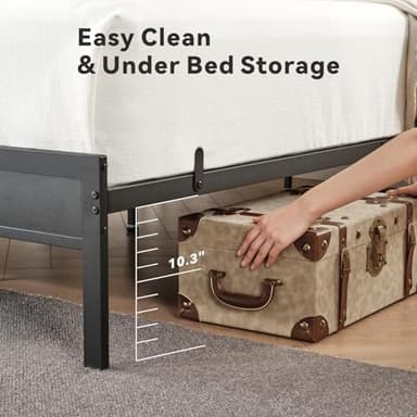 Z-hom Twin Bed Frames, Upholstered Upgraded Metal Bed Frame with LED Lights Headboard & Footboard, Bed Furniture with Charging Station Ports & Storage Shelves, Easy Assembly Bed Frame, Noise Free - Image 4