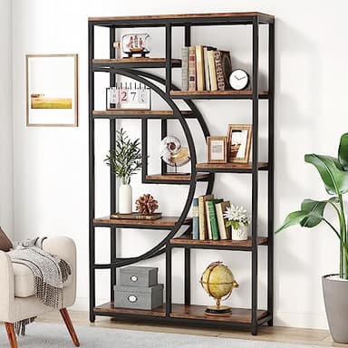 Tribesigns Bookshelf, Industrial 5 Tier Etagere Bookcase, Freestanding Tall Bookshelves Display Shelf Storage Organizer with 9-Open Storage Shelf for Living Room, Bedroom - Image 1