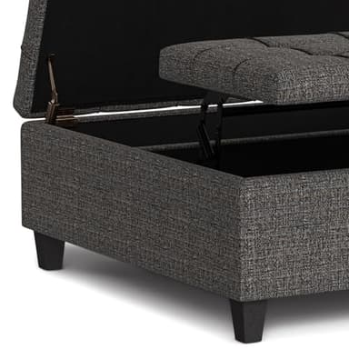 SIMPLIHOME Harrison 40 inch Wide Transitional Square Large Coffee Table Storage Ottoman in Ebony Polyester Tweed, Assembled, for The Living Room and Bedroom - Image 10