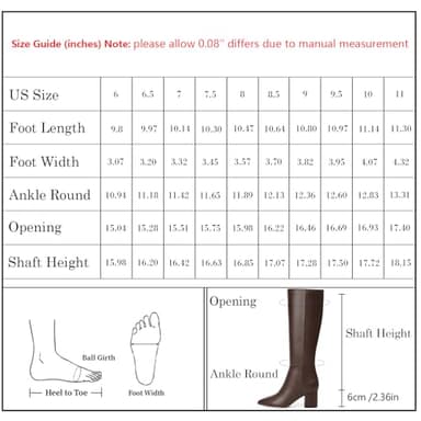 Easyfox Brown Womens Tall Boots Knee High Brown Leather Boot Womens Knee High Boots Pointed Toe Fall Chunky Heeled Long Boot Size 7.5 - Image 7