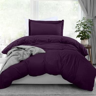 Utopia Bedding Duvet Cover Twin Size - 2 Piece with Zipper Closure - 1 Comforter Cover 68X90 Inches & 1 Pillow Sham 20X26 Inches (Purple) Comforter Not Included - Image 1