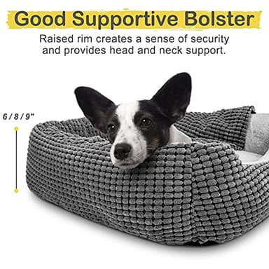 GASUR Dog Beds for Large Medium Small Dogs, Rectangle Cave Hooded Blanket Puppy Bed, Luxury Anti-Anxiety Orthopedic Cat Beds for Indoor Cats, Warmth and Machine Washable (25 inches, Grey) - Image 5