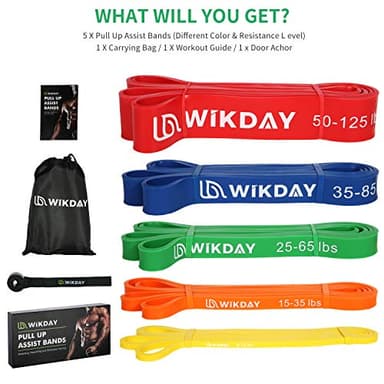 WIKDAY Resistance Bands, Pull Up Bands, Workout Bands for Exercise, Thick Heavy Resistance Band Set with Door Anchor, Elastic Bands for Body Stretching, Training at Home/Gym for Men & Women - Image 2