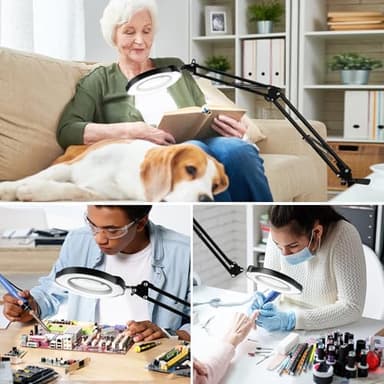 15X Magnifying Glass with Light and Clamp, Lighted Magnifying Glass Desk Lamp LED Magnifier Lamp with Light and Clamp 5 Color Mode 10 Brightness Dimmable Magnifier Lamp for Reading Close Work Craft - Image 7
