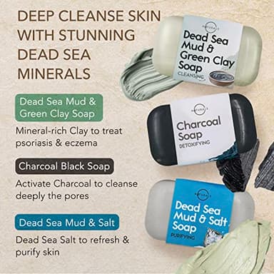 O NATURALS 100% Natural Bar Soap - Gift Set - Organic Ingredients & Essential Oils - Spa Gifts for Women & Men, Body Wash & Face Soap - 6PC Black Soap Collection - Image 4
