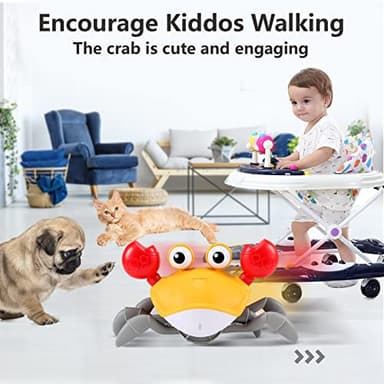 Crawling Crab Baby Toy Gifts: Tummy Time Toys Walking Dancing Cute Essentials Electric Induction Sensory Stuff Moving Babies Crabs with Light Up Music for Toddler Boys Girls Items Interaction Gadgets - Image 5