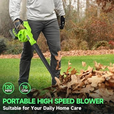 Leaf Blower Cordless with Battery and Charger, 20V Electric Cordless Blower 120MPH Small Leaf Blower, Lightweight Battery Blower Yard Tools Grass Blowers for Lawn Care Patio Backyard Leaves and Dust - Image 2