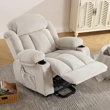 BOSMILLER Power Lift Recliner Chair for Elderly with Vibration Massage and Lumbar Heating Electric Oversized Single Sofa with Cup Holder and USB Charge Port for Living Room - Image 7