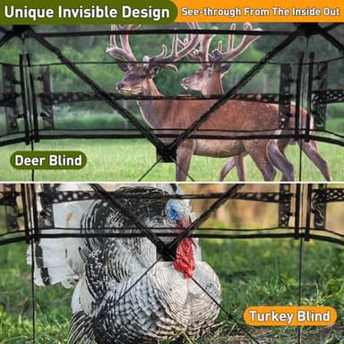 Hunting Blind with Carrying Bag, 360 Degree See Through Ground Blind for 2-3 Person, Pop Up Camouflage Hunting Tent Portable Concealed for Deer and Turkey - Image 4