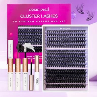 Ocean Pearl Lash Clusters 320pcs 11-20mm Lash Clusters Kit 40D+50D+100D Eyelashes, Lash Extension Kit, Lashes Clusters Eyelash Extensions Kit,Eyelash Clusters with Lash Bond&Seal&Lash Remover&Tweezers - Image 8