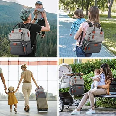 Diaper Bag Backpack, Baby Bag for Boys Girls, Large Diaper Backpack Travel Diaper Bags with Insulated Pockets Baby Registry Search Shower Gifts Newborn Essentials for Mom Dad, Waterproof Grey - Image 8