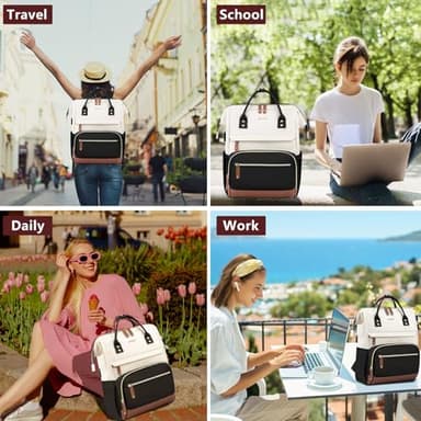 Focdod Backpack for Women Work Bags: 15.6 inch Laptop Backpack Purse Waterproof Backpacks with USB Charger College Bookbag Casual Business Computer Backpack for Travel Nurse Teacher - Image 6