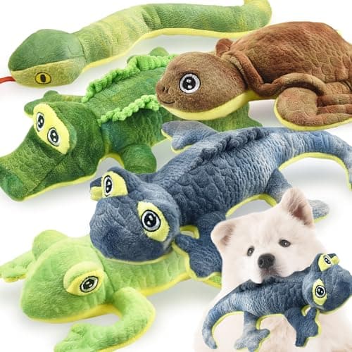LECHONG Stuffed Animal Dog Toys, 5 Pack Tough Squeaky Dog Toys, Plush Toys Assortment, Great Value Pet Toys Bundle, Woodland Series Chew Toys for Large Medium and Small Dogs Puppy Pet Toys - Image 1