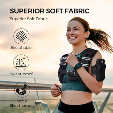 PACEARTH Weighted Vest,4lb/6lb/10lb/12lb/16lb/20lb/25lb/30lb Weight Vest with Reflective Stripe, Body Weight Vests Adjustable for Men, Women Workout, Strength Training, Running, Walking, Jogging - Image 2