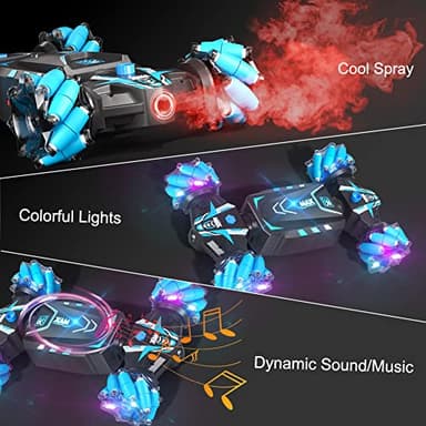 Axirata Remote Control Car Hand Controlled Gesture RC Stunt Car with Spray & Lights & Music for Kids 6-13 Year Old, 4WD 2.4GHz Off-Road 360° Rotation Toy Car Gift for Boys Girls - Image 4