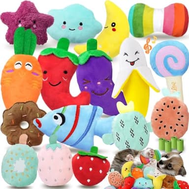 QTwoof Charming Chorus 20-Pack Squeaky Dog Toys Set - Included 4 Dog Bags, Plush Puppy Toys with Irresistibly Cute Characters for Small Dogs, Interactive Dog Squeak Toys for Fun&Teeth Cleaning - Image 1