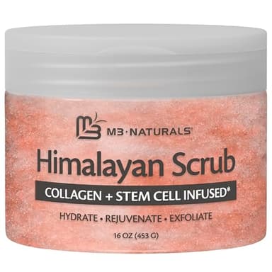 Himalayan Salt Scrub, Face, Foot, and Body Exfoliator with Collagen and Stem Cells, Exfoliating Scrub for Toning, Cellulite, and Skin Care by M3 Naturals 16 fl oz - Image 2