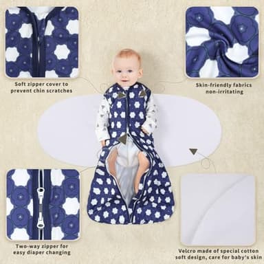 GUNTAIL Newborn Sleep Sack Baby Swaddle,3-Way Adjustable Wearable Blanket,100% Rayon Cotton Swaddling sleeping bag. (Dinosaur&Hexagon, 0-3 Months) - Image 4