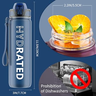 QLUR Water Bottle with Straw, 32oz Motivational Water Bottles with Time Marker to Drink, Tritan BPA Free, 1L Sports Water Bottle with Carry Strap LeakProof for Women Gym Fitness Outdoor (1 Pack) - Image 5