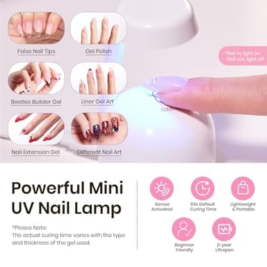 Beetles Tipex Gel Nail Kit, Medium Almond Nail Tips 224 Pcs 16 Sizes Pre-Building Pre-Etched False Nail Tips with Tipex Nail Glue, Mini Nail Lamp Thick Acrylic Nail Set Halloween Nails - Image 5