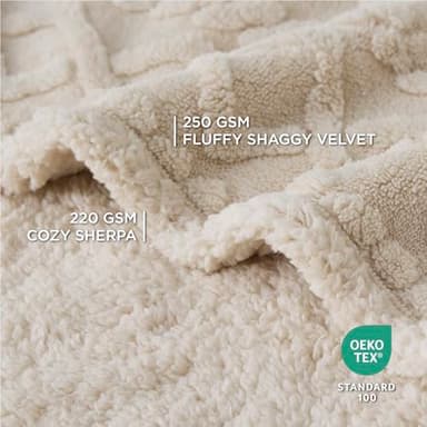 Bedsure Waterproof Dog Blankets for Large Dogs - Pet Blanket for Couch Protector Washable, Premium Jacquard Coral Fleece Cat Throw Blanket, Soft Plush Reversible Furniture Protection, 40"x50", Cream - Image 2