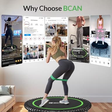 BCAN 40" Adult Fitness Trampoline with Durable Bungees, Stable & Quiet Exercise Rebounder,Great Mini Trampoline for Indoor/Garden Workout - Green - Image 8