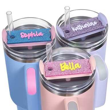 Personalized Stanley Cup Name Plate for Lids, Sparkling Name Tag for Stanley Tumbler 40 30 20 OZ, Custom Name Stanley Cup Accessories, Customize Gilttering Name Tag for Stanley Quencher H2.0 - Image 1