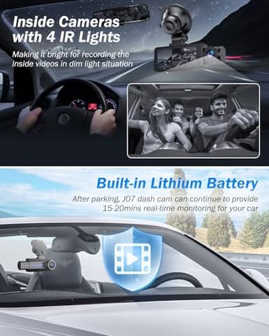 Dash Cam Front and Rear, 2.5K+1440P Triple Car Camera with 32GB Card, 3 Channel Dash Camera for Cars, G-Sensor, 3.16” IPS Screen, 24Hr Parking, 170°Wide Angle, Loop Recording, IR Night Vision, Blue - Image 7