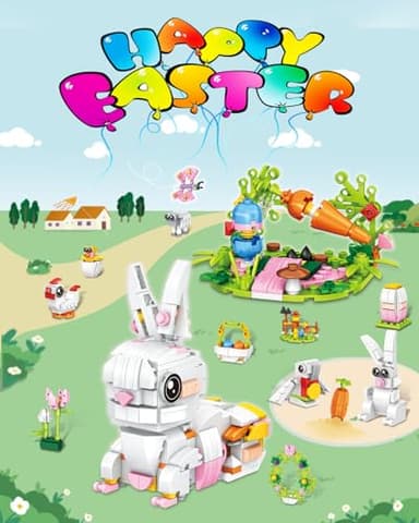 Easter Gifts Bunny Building Set for Kids – 12 Eggs & 12 STEM Toys, Easter Basket Stuffers Essentials for Egg Hunt Prizes, Classroom Party Favors Games Supplies for Boys Girls 6+(Easter Rabbit) - Image 9