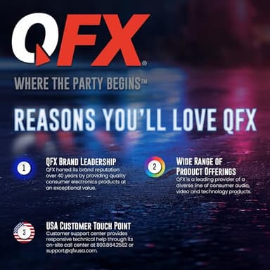 QFX SBX-412300BT TWS Bluetooth Triple 12” Woofer Triple 1” Tweeter Recording High-Performance PA Cabinet Speaker with 10-Band Graphic EQ, 2 Microphone Inputs, Guitar Input, and AUX Input, Blue - Image 2