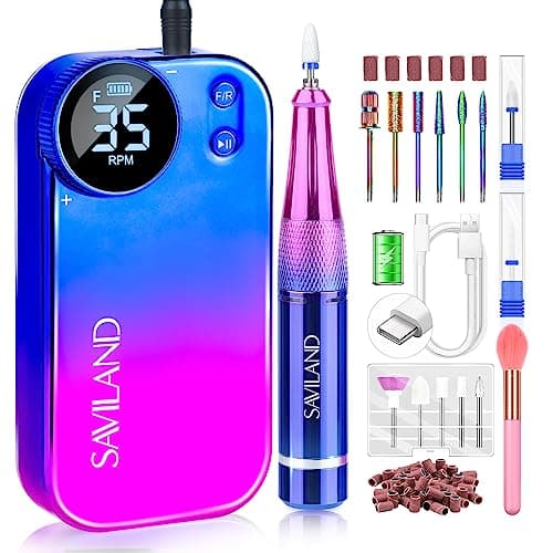 SAVILAND Portable Electric Nail Drill - PRO 35000RPM Electric Nail File Nail Drills for Acrylic Nails Professional with Drill Bits Manicure Pedicure Supplies Use Nail Art for Home DIY Salon Use - Image 1