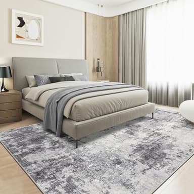 TARANCH Washable Rug 8x10 Area Rugs for Living Room: Modern Abstract Neutral Soft Large Rug for Bedroom Dining Room Under Kitchen Table Home Office Decor - Grey - Image 6