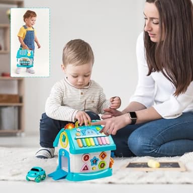 Marstone Baby Toys for 1 Year Old Boy and Girl Gifts: Toddler Toys Age 1-2, 8-in-1 Educational House with Sound Lights Music Clock Telephone and Car, Birthday Gift for Boy 12-18 Months - Image 4