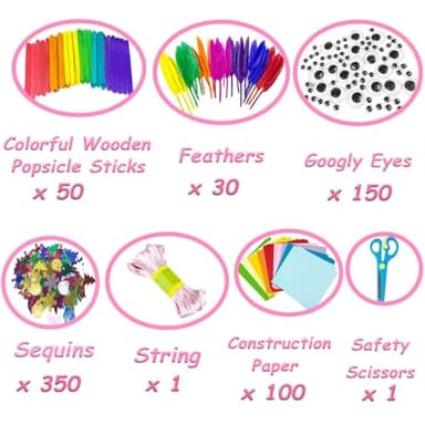 VLUSSO 3000Pcs Arts and Crafts Supplies for Kids Girls 8-12 Craft Kit with Pipe Cleaners Beads Crafts for Kids DIY School Supplies Set Crafting Box for Girls Boys Age 4-6, 6-8, 8-12 Years Gifts - Image 3