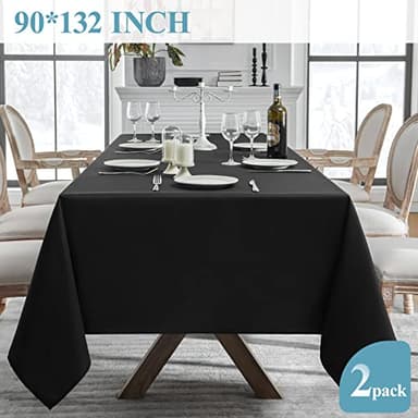 VidaFete 2 Pack 90*132inch Rectangle Tablecloth Polyester Table Cloth,Stain Resistant and Wrinkle Polyester Dining Table Cover for Kitchen Dinning Party Wedding Rectangular Tabletop Decoration(Black) - Image 5