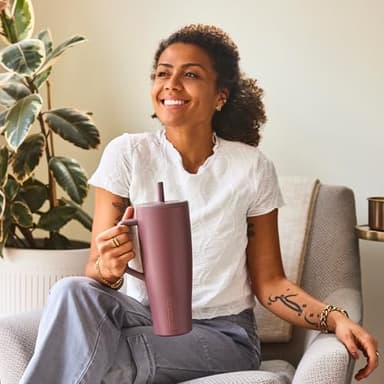 BrüMate Era 40 oz Tumbler with Handle and Straw | 100% Leakproof Insulated Tumbler with Lid and Straw | Made of Stainless Steel | Cup Holder Friendly Base | 40oz (Blue Agave) - Image 4