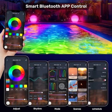 merloly LED Pool Lights,18W Smart RGB Dimmable Underwater Pool Light with APP Control &Timer, IP68 Waterproof 12V Nicheless Underwater Lights for Aboveground Inground Pools 32Ft Cord - Image 7