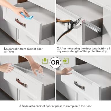 Snugly Fit 18" Length Cabinet Door Protector, Flexible Slip-On Plastic Edge Guard, Thin Transparent Edge Protectors to Prevent Wear, Chipping, Discoloration, Cabinet Bumpers, 3/4" Thick, 10 PCS - Image 5