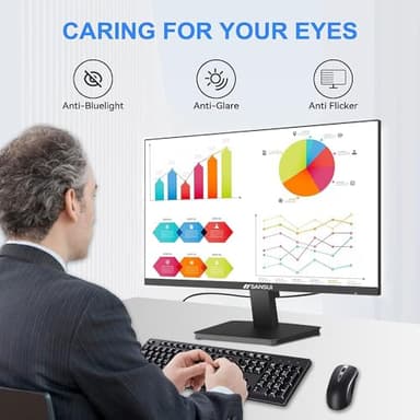 SANSUI Monitor 22 inch 1080p FHD 75Hz Computer Monitor with HDMI VGA, Ultra-Slim Bezel Ergonomic Tilt Eye Care LED Display for Home Office (ES-22F1 HDMI Cable Included) - Image 4