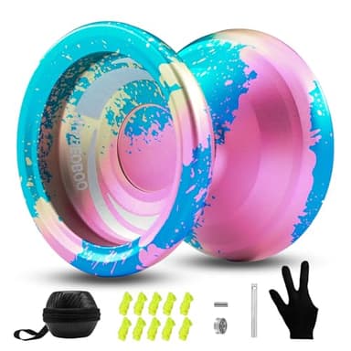 WATIEOBOO Yoyo R8 Responsive Yoyo for Kids 8-12,Professional Unresponsive Yo yo for Adults Pro Metal Trick Yoyos with Yo Yo Bearing Kit 10 Strings, Case & Gloves (Blue Purple) - Image 1