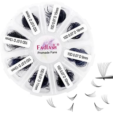 FADLASH 1000 Fans 10D Premade Volume Eyelash Extensions Mixed Tray Premade Fans Eyelash Extensions D Curl Premade Lash Fans Pointed Handmade Promade Loose Fans Thin Base (10D-0.07D,9-16mm) - Image 1