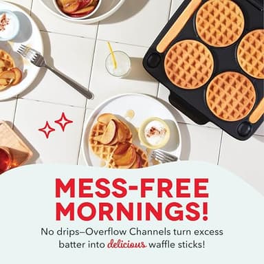 DASH Multi Mini Waffle Maker - Four 4” Waffle Molds, Nonstick Waffle Iron with Quick Heat-Up, Nonstick Surface - Perfect Mini Waffle Maker for Kids and Families, Just Add Batter - Image 3