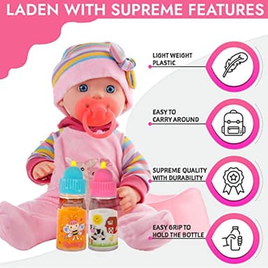 My Sweet Baby® Talking Doll Feeding Set – 2 Disappearing Bottles with Sounds (Milk & Juice), Sound Pacifier with Clip, Squeaky Tips – Toy Accessories for Dolls - Image 8
